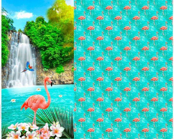 Stoff Wasserfall - Flamingo