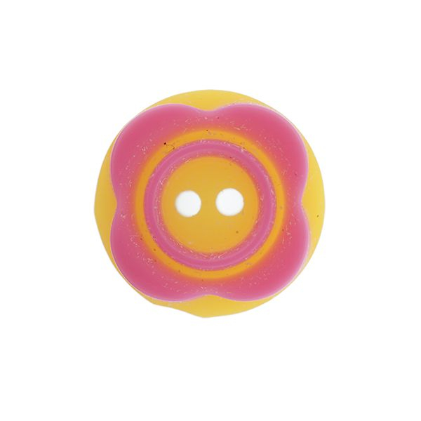 Kunststoffknopf Blume gelb/rosa