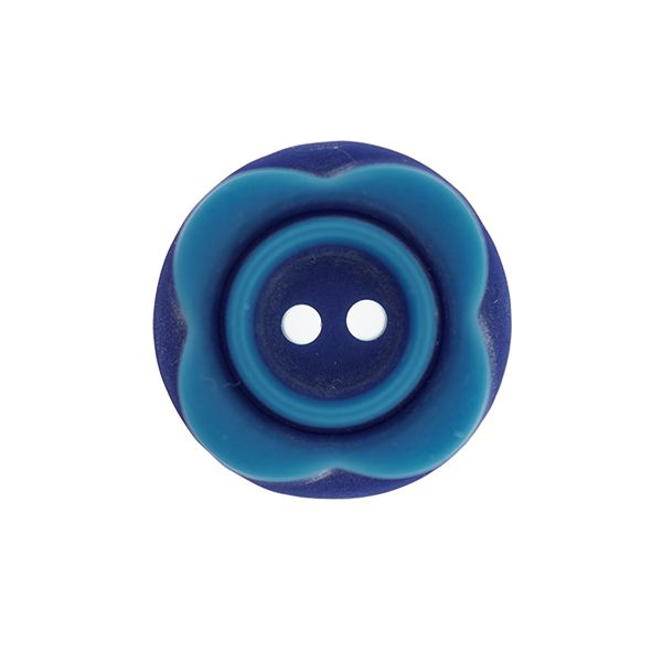 Kunststoffknopf Blume hellblau/blau