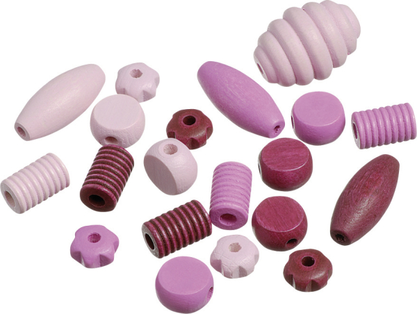 Holzperlen-Mix - Perlen pink-rosa  20 Stück